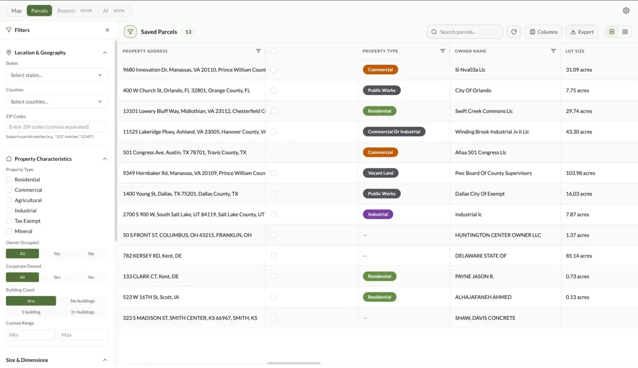 Real estate portfolio management and data export